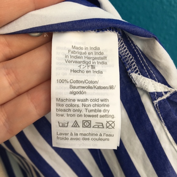 NWT J Crew blue white striped button front top XL - Picture 6 of 8